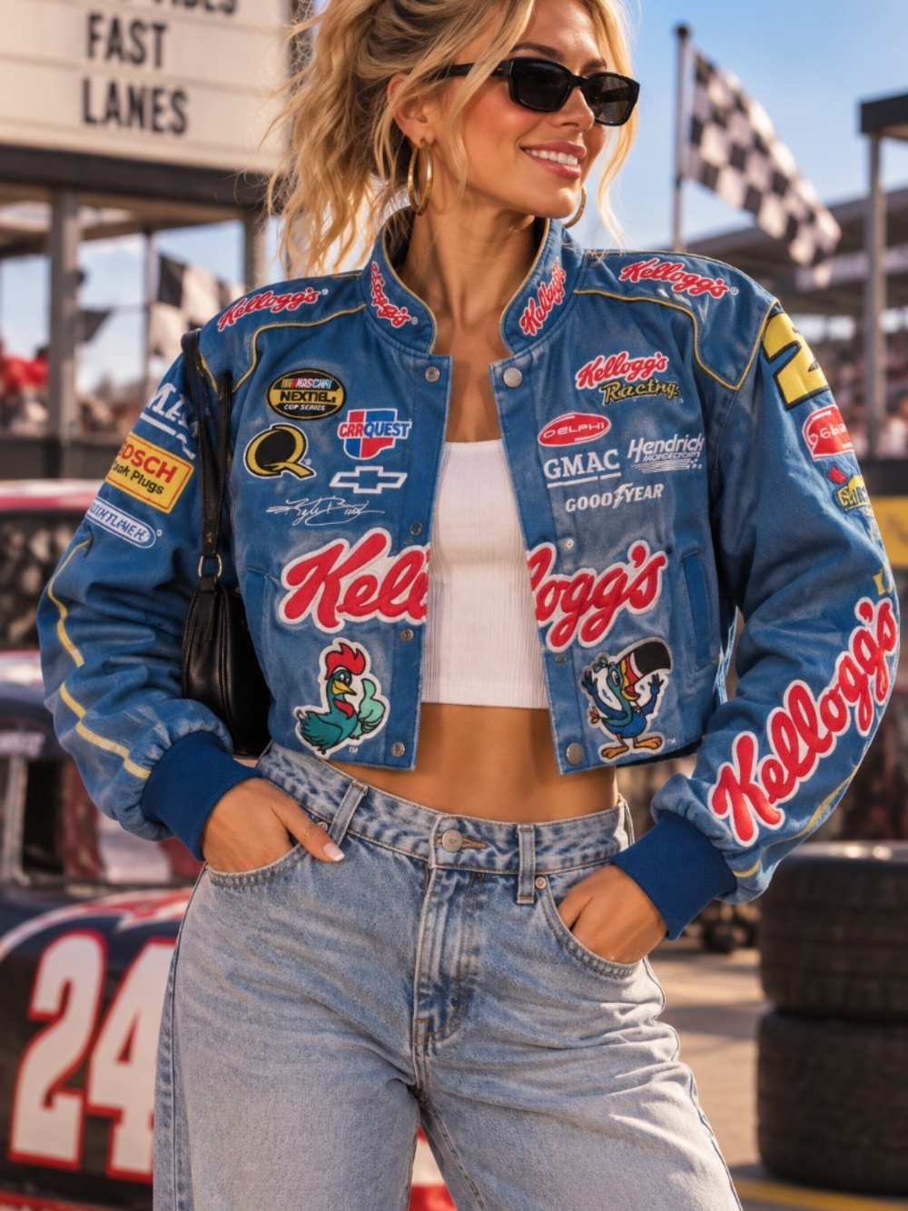 Vintage Kellogg's NASCAR Racing Jacket Small Y2K Chase Authentics Kyle Busch